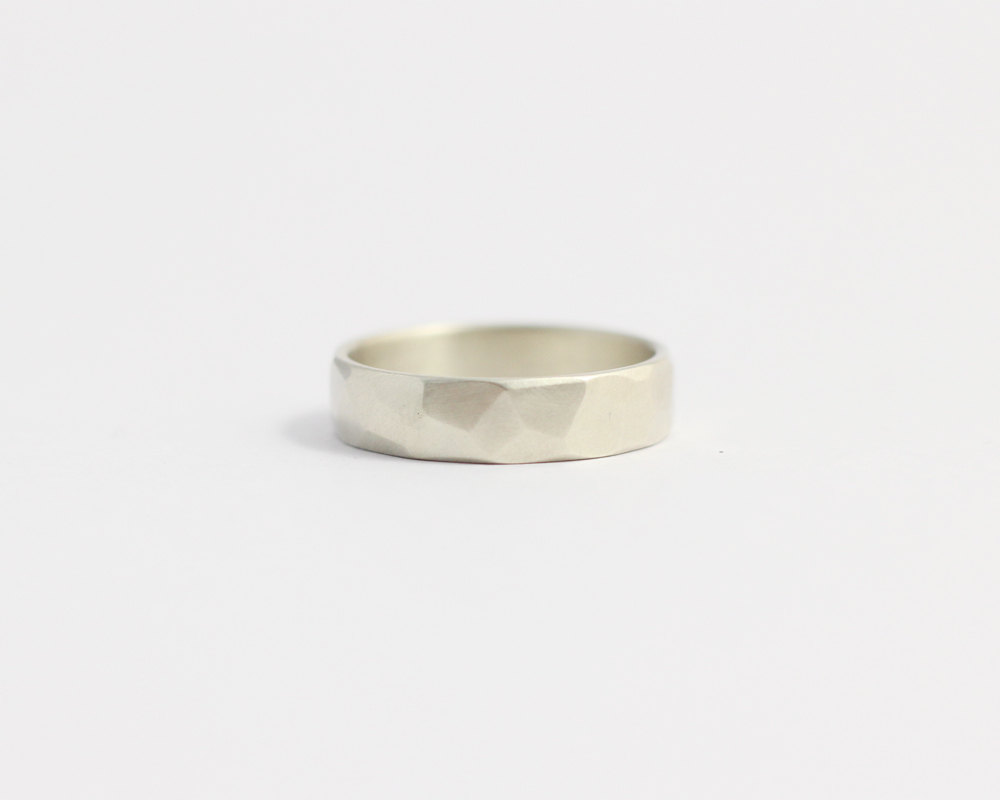 Wedding Band in Recycled Sterling with Asymmetrical Facets by Ash ...