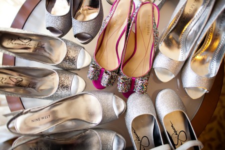 silver glittery wedding shoes