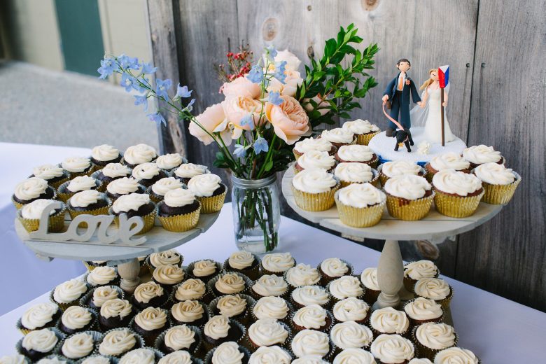 cupcake dessert table at wedding