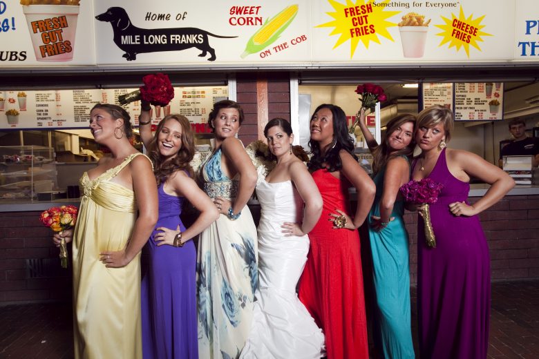 group of sassy bridesmaids and bride