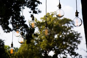 light bulbs as wedding lighting and decor