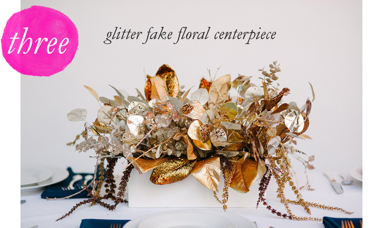Glittery Fake Floral Centerpiece | A Practical Wedding
