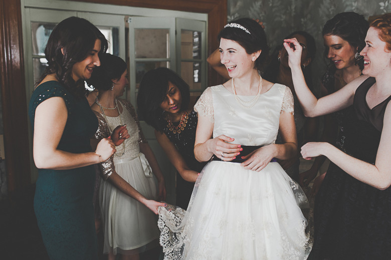 bride getting ready before her wedding