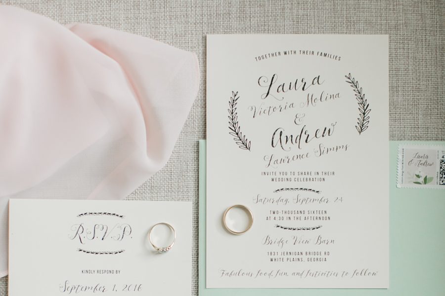 Wedding invitation with script fonts
