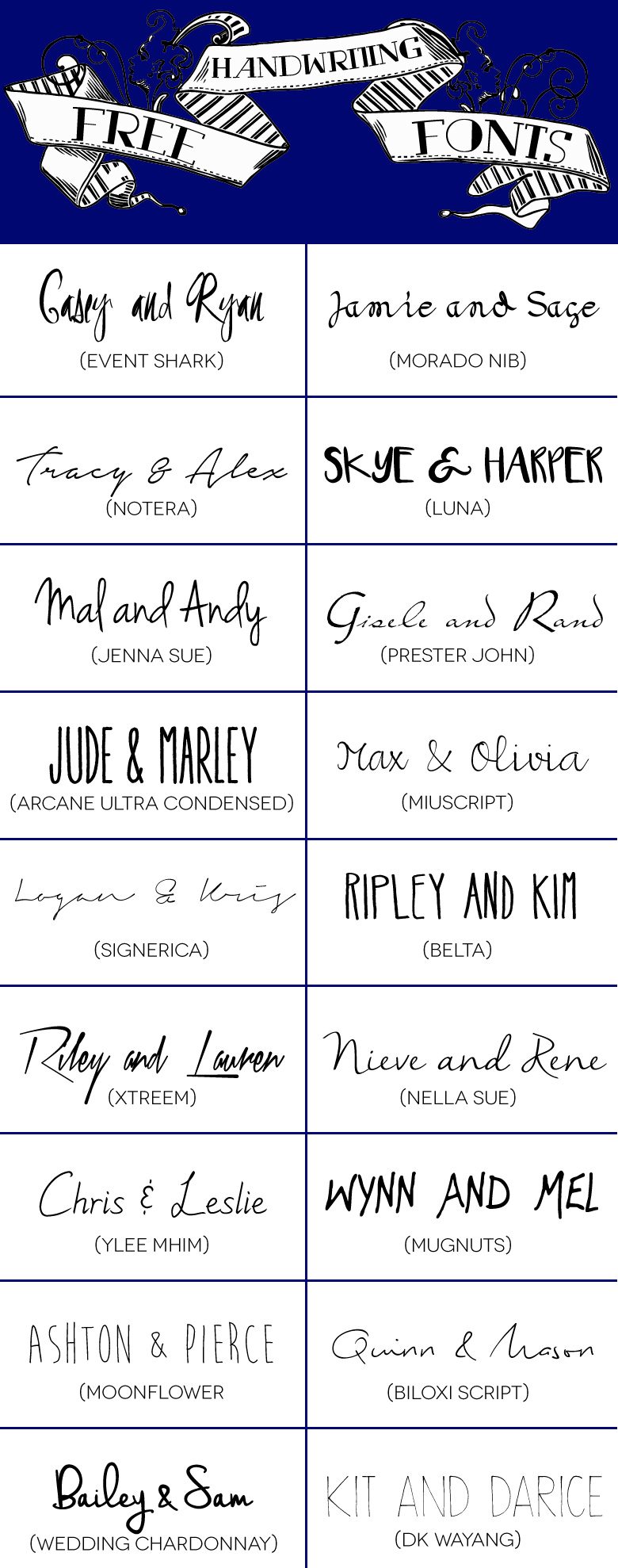 18 Free Handwriting Fonts for Your DIY Wedding Invitations