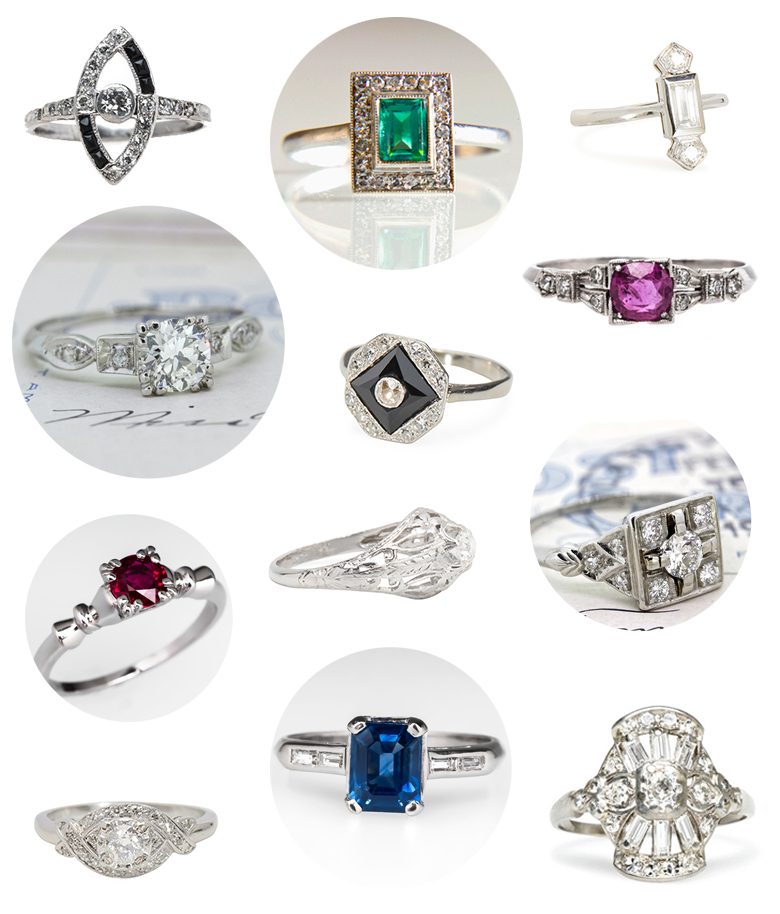 vintage platinum engagement rings