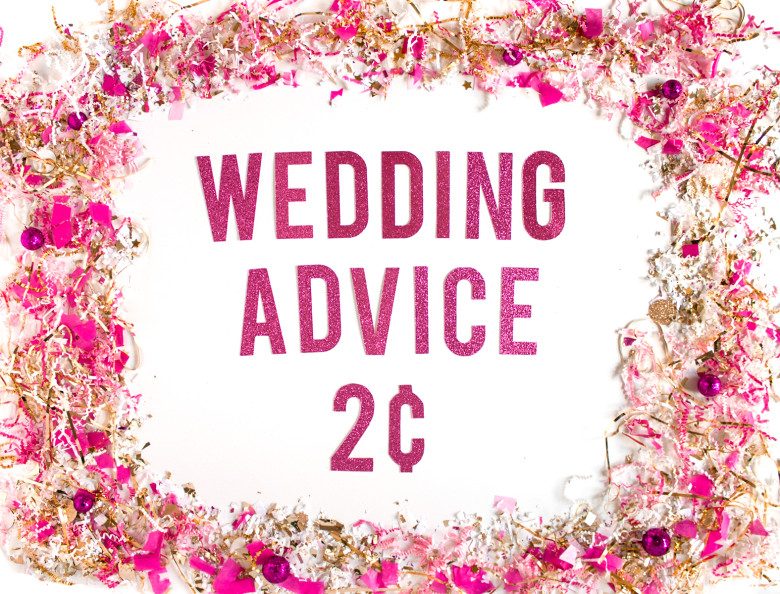 Wedding advice two cents pink confetti banner