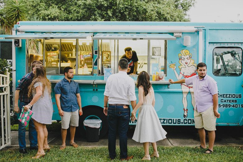 food truck at a backyard wedding
