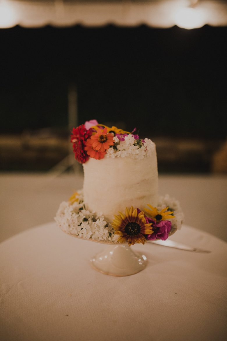 wedding cake with flower decorations
