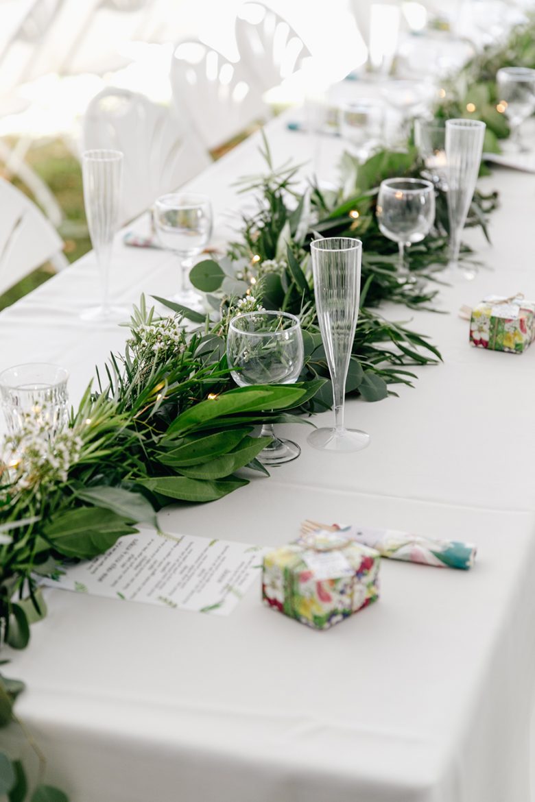 wedding details on dinner table