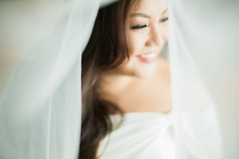 bride wearing wedding veil