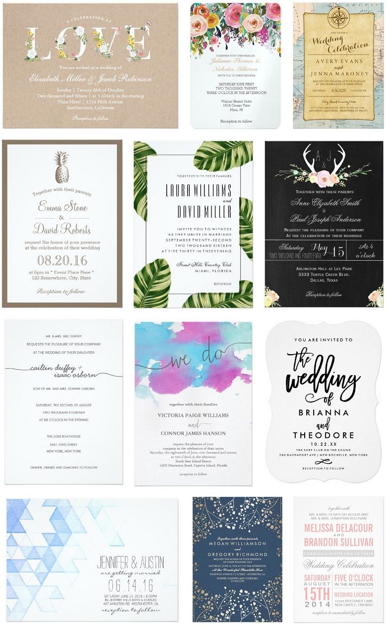 Variety of wedding invitations