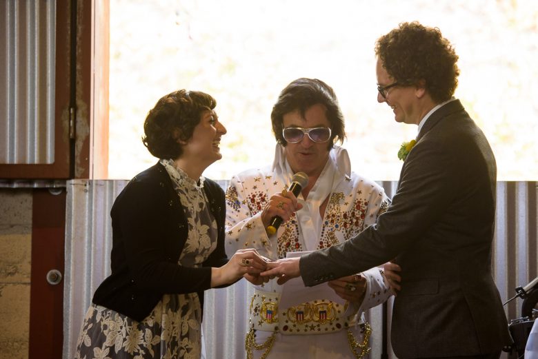 wedding ceremony with Elvis officiant