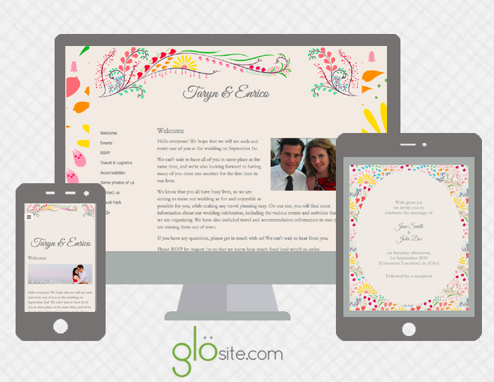 sample wedding website from glö