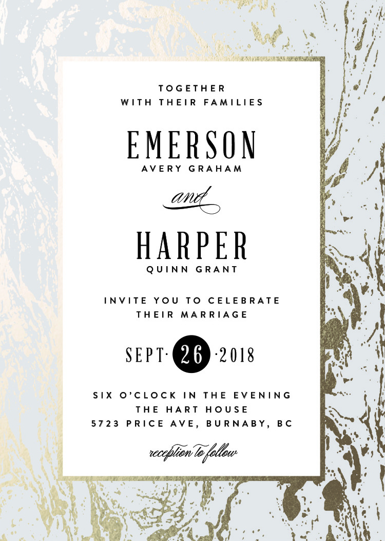 modern marble wedding invitation by minted