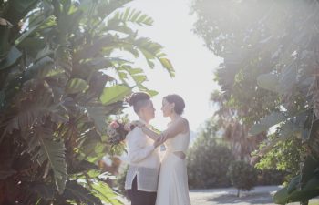 couple standing together during wedding portraits