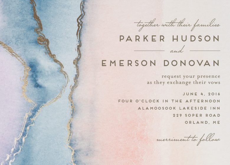 simple agate wedding invitation by minted