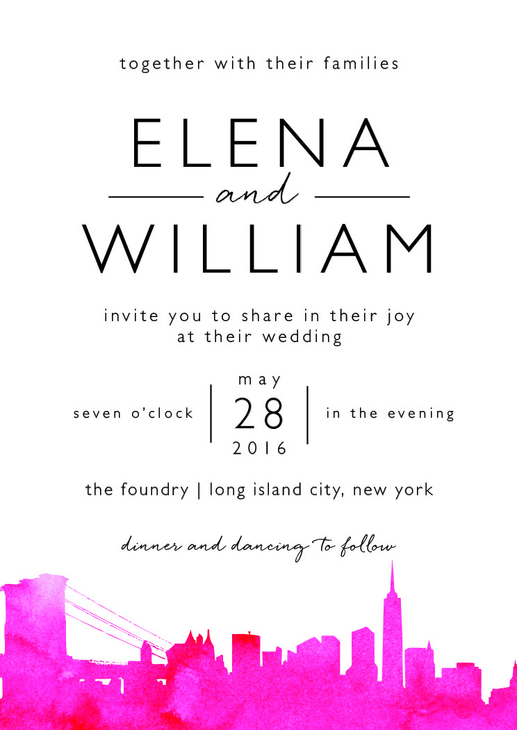 skyline new york wedding invitation by minted
