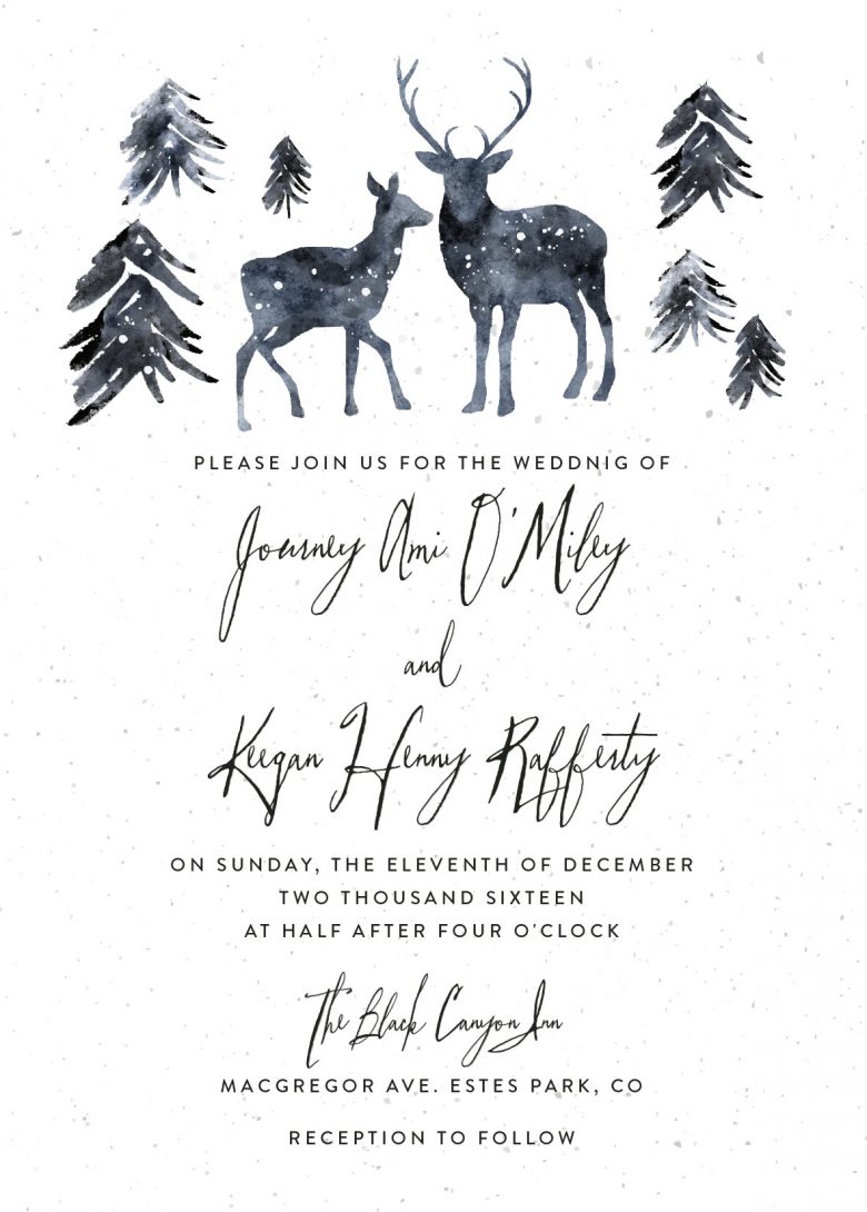 winter deer wedding invitation by minted