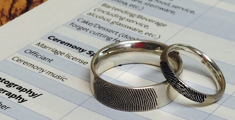 fingerprint wedding rings on checklist