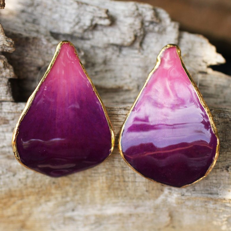 purple fair trade earrings