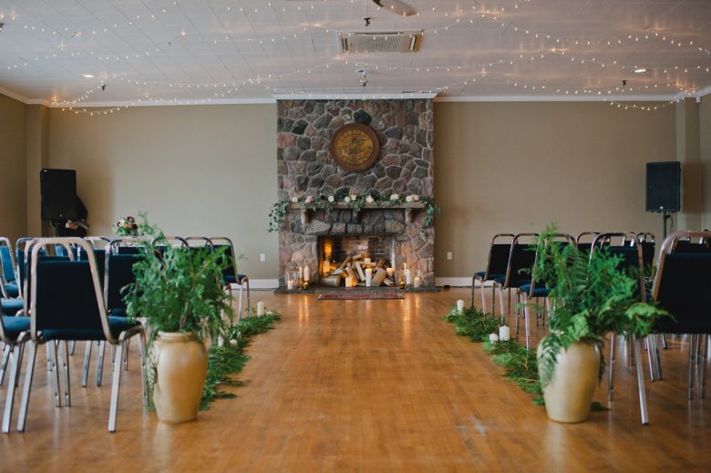 inside wedding with fire place