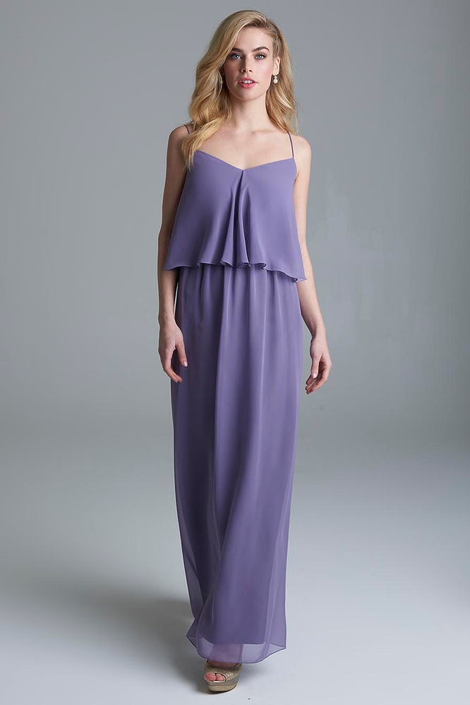 Lily Bridesmaids long purple chiffon dress