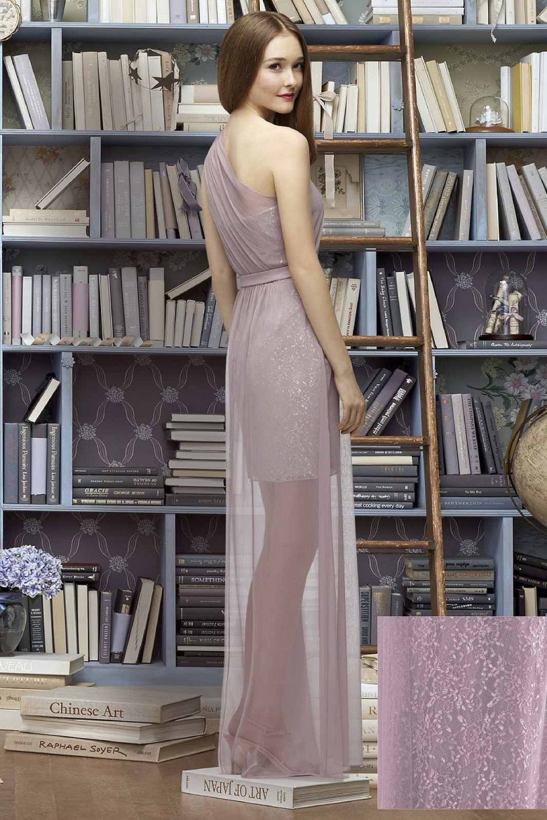 Lela Rose mauve sparkle dress with chiffon overlay