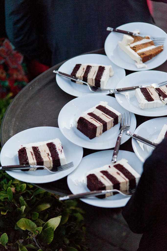 wedding cake on plates