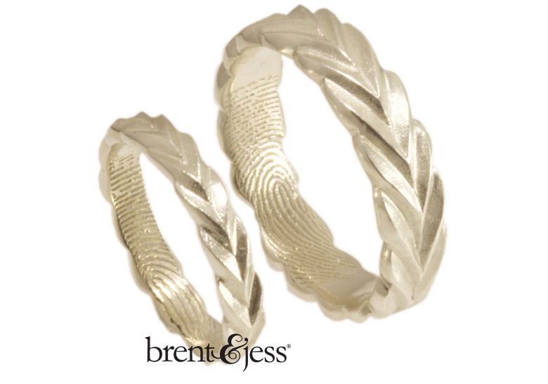 olive branch sterling silver brent and jess fingerprint weddings bands