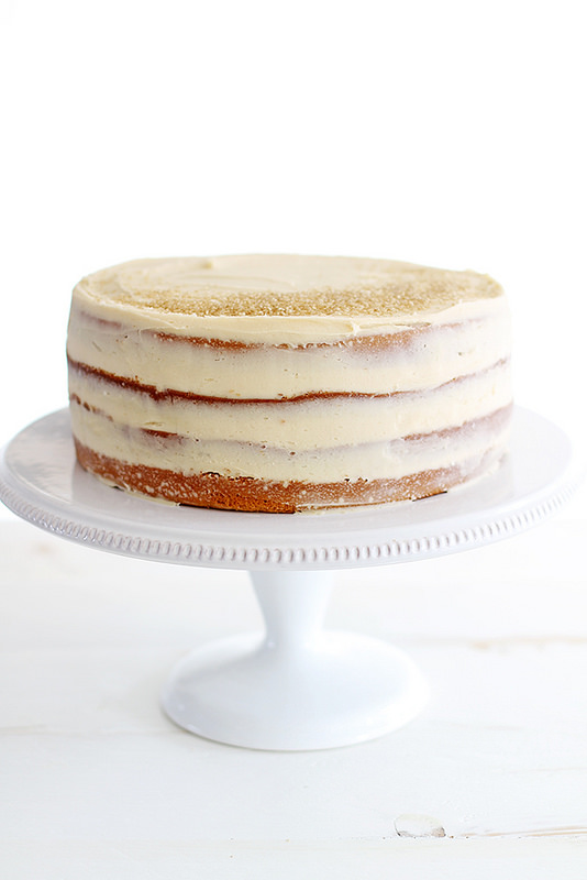 partially made naked cake