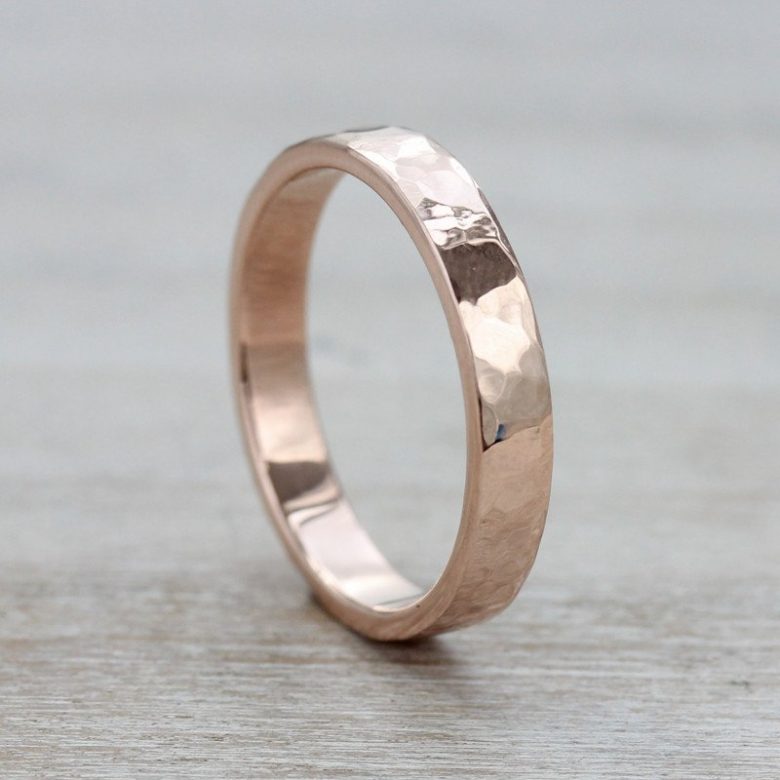 3mm_Slim_Flat_Textured_14k_Rose_Gold wedding ring