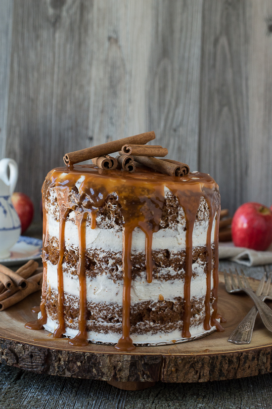 apple spice cake with drizzle
