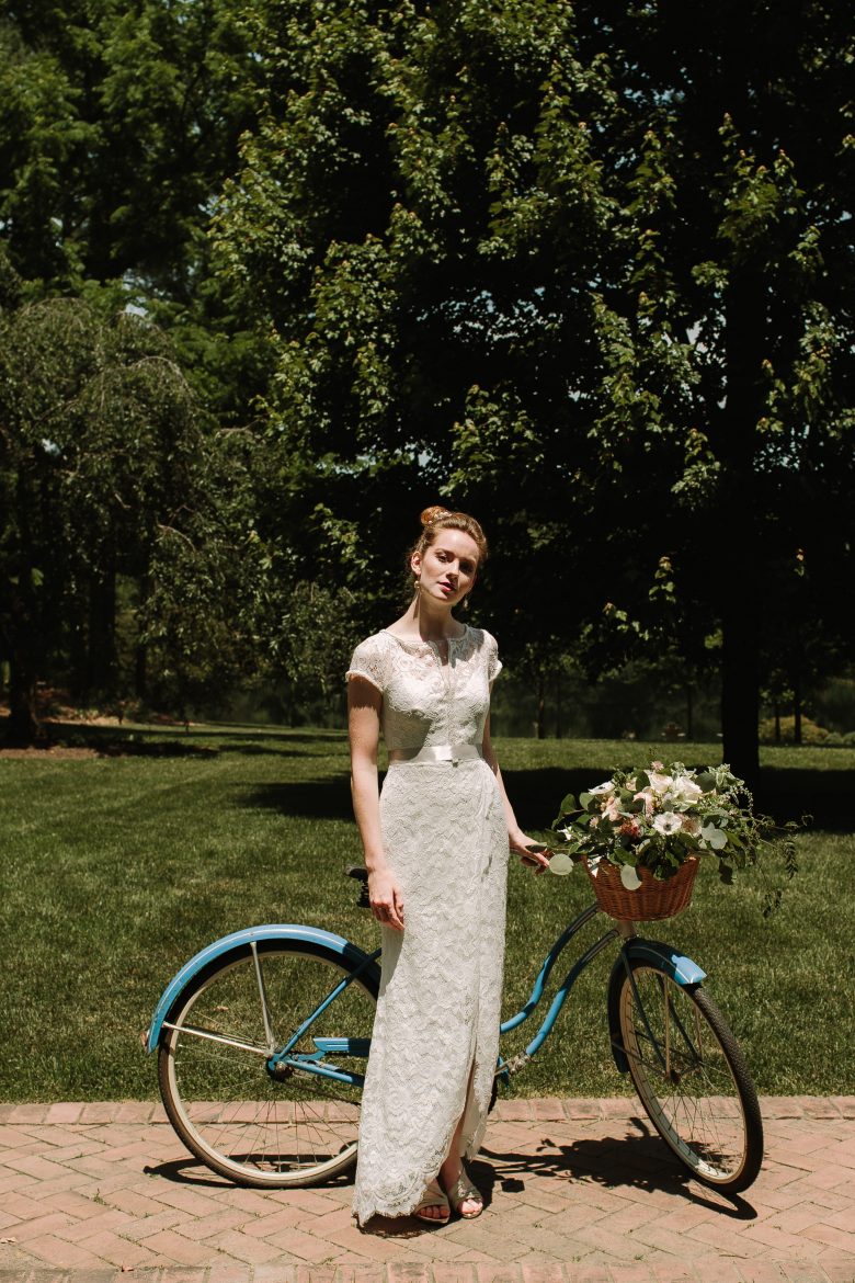 bride wearing the new lace and liberty wedding line