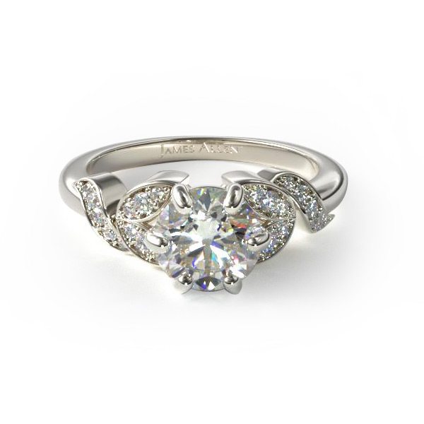 White Gold Pave Vine Diamond Engagement Ring