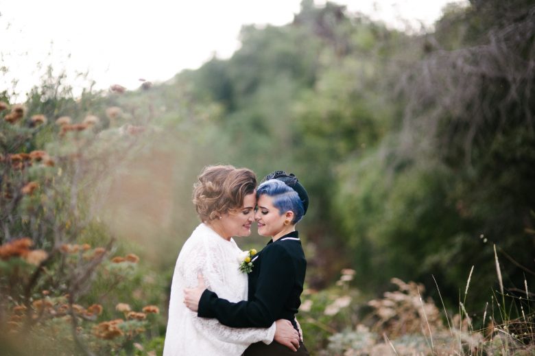 two women in love on their wedding day