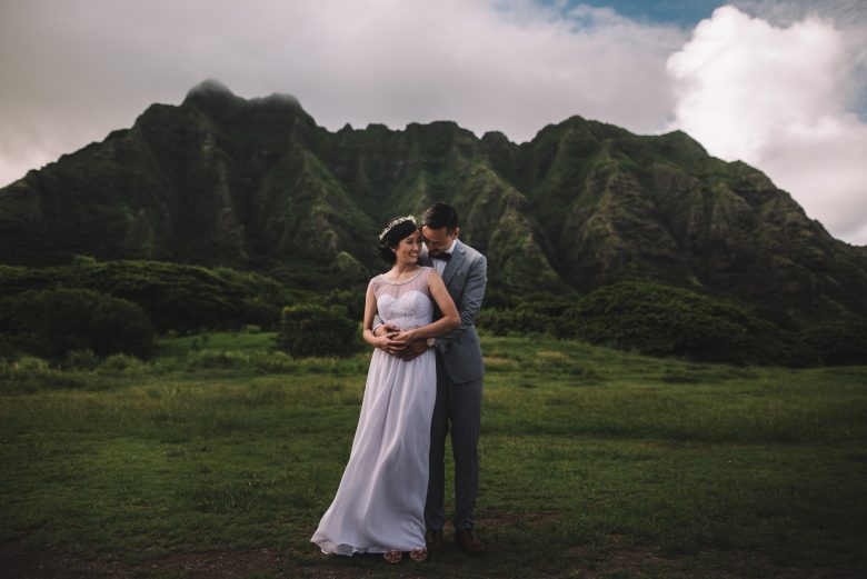 couple standing together in hawaii