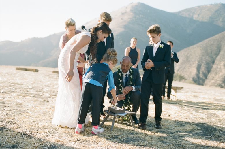 blended family during wedding ceremony