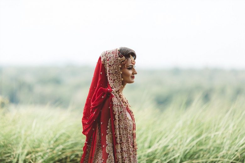 photo of a bride in a red sari