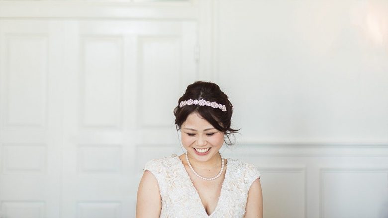 a bride smiling