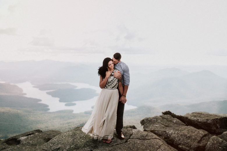 bride and groom on a mountain