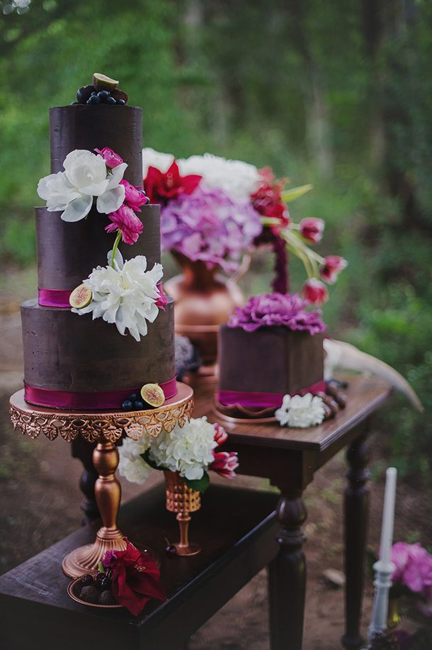 chocolate cake with pink ribbon