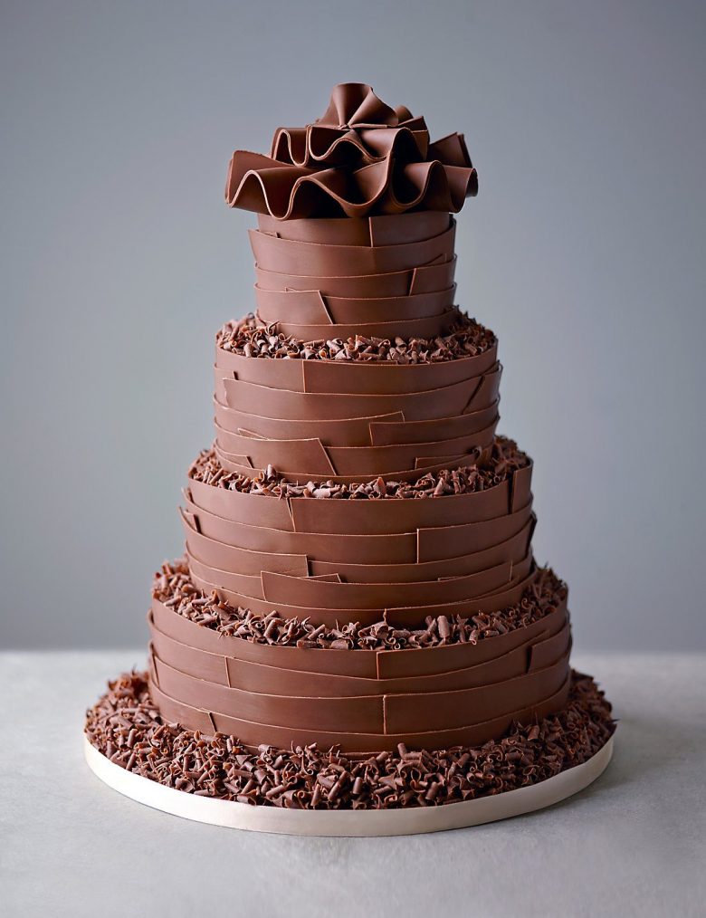 chocolate ribbon wedding cake