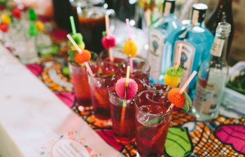 colorful drinks at a wedding