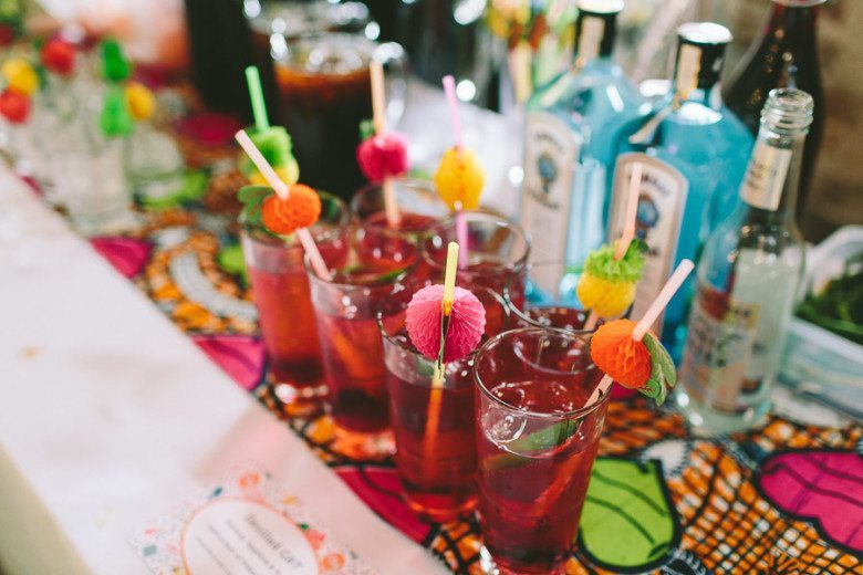 colorful drinks at a wedding