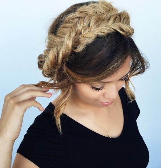 braided crown updo hairstyle