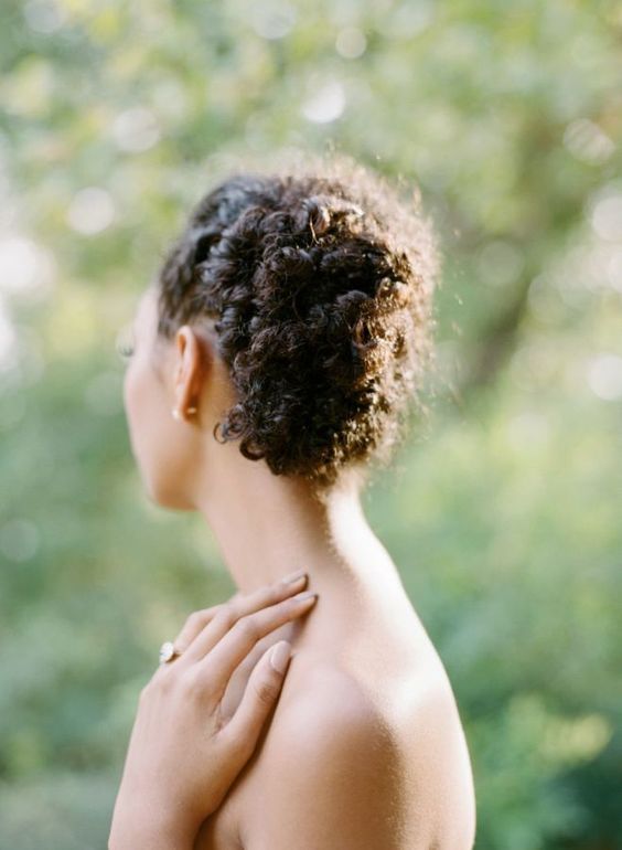 easy updo low bun on natural hair