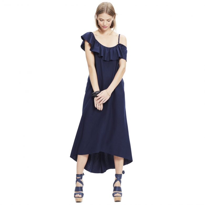 blue navy breastfeeding dresses with ruffle on front