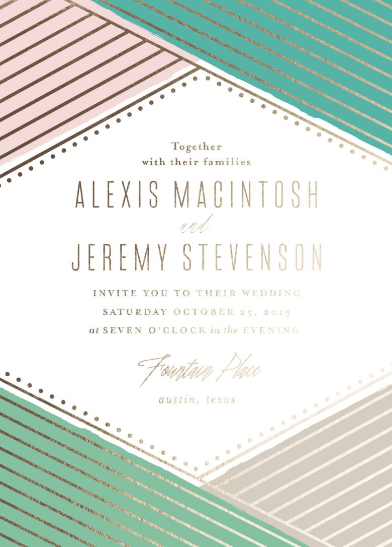 Overlap custom foil wedding invitations from minted