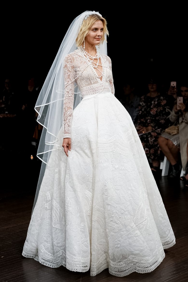 model wearing wedding gown by designer Naeem Khan